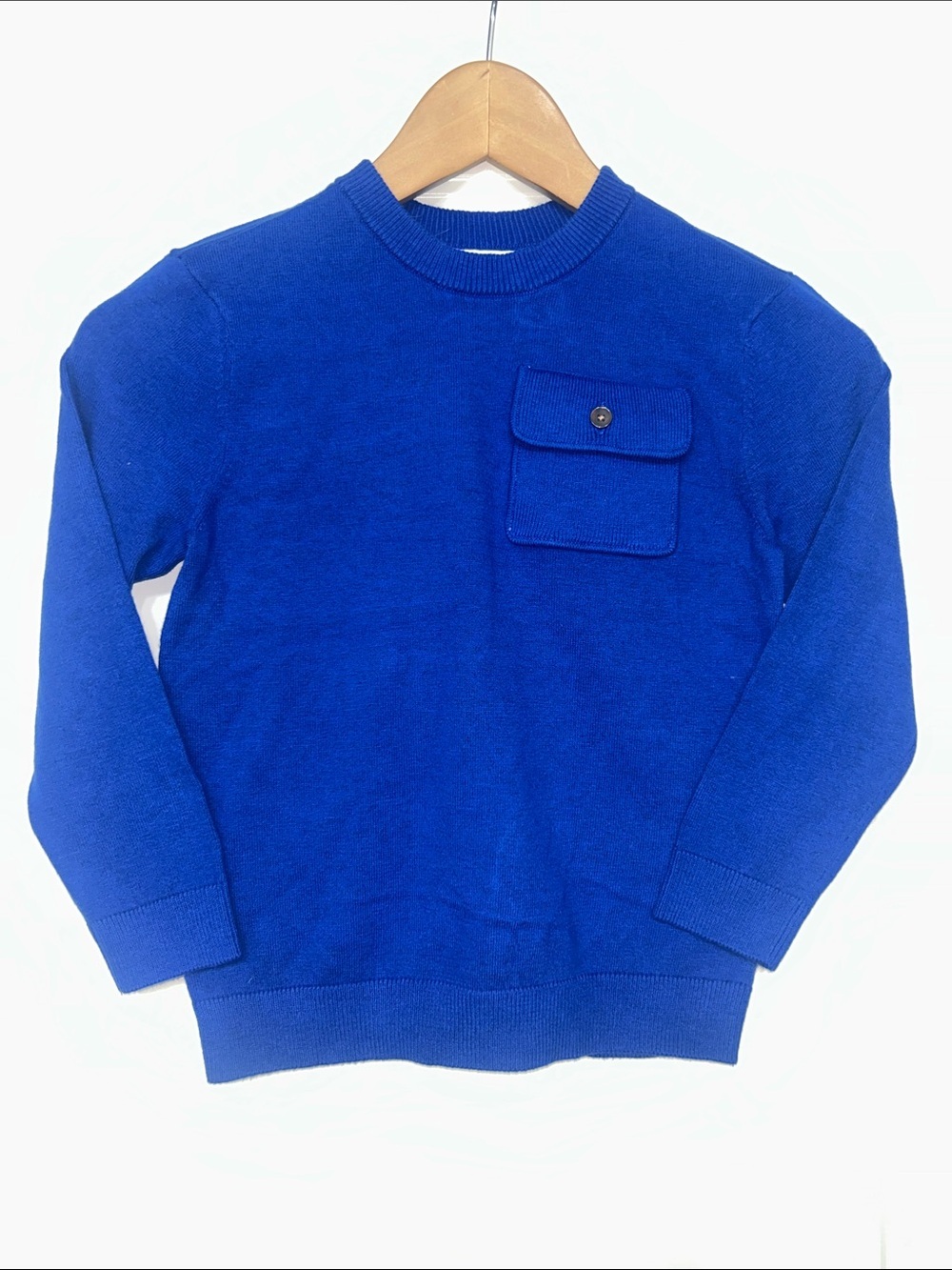 Old Navy toddler Bright Blue Crewneck Sweater with Button Chest Pocket